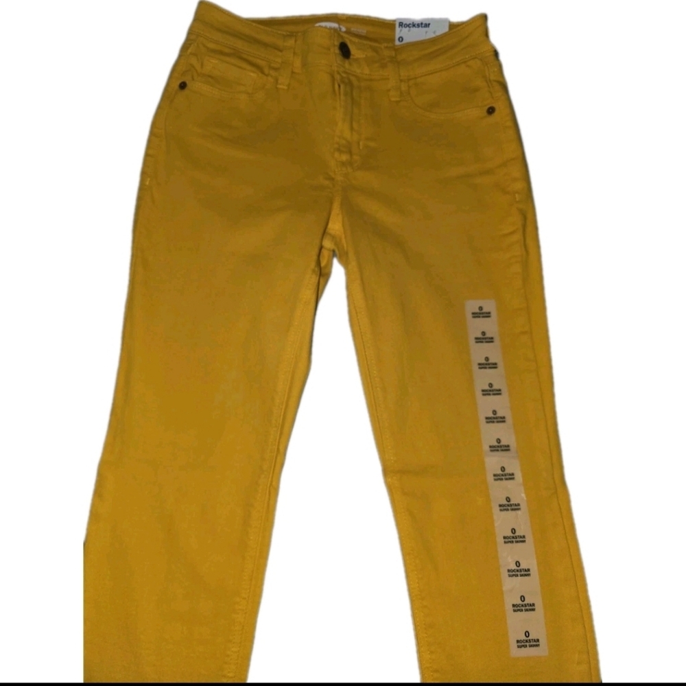 Womens Rockstar Size 0 / Xsmall Yellow Super Skinny Stretch Jeans Pants